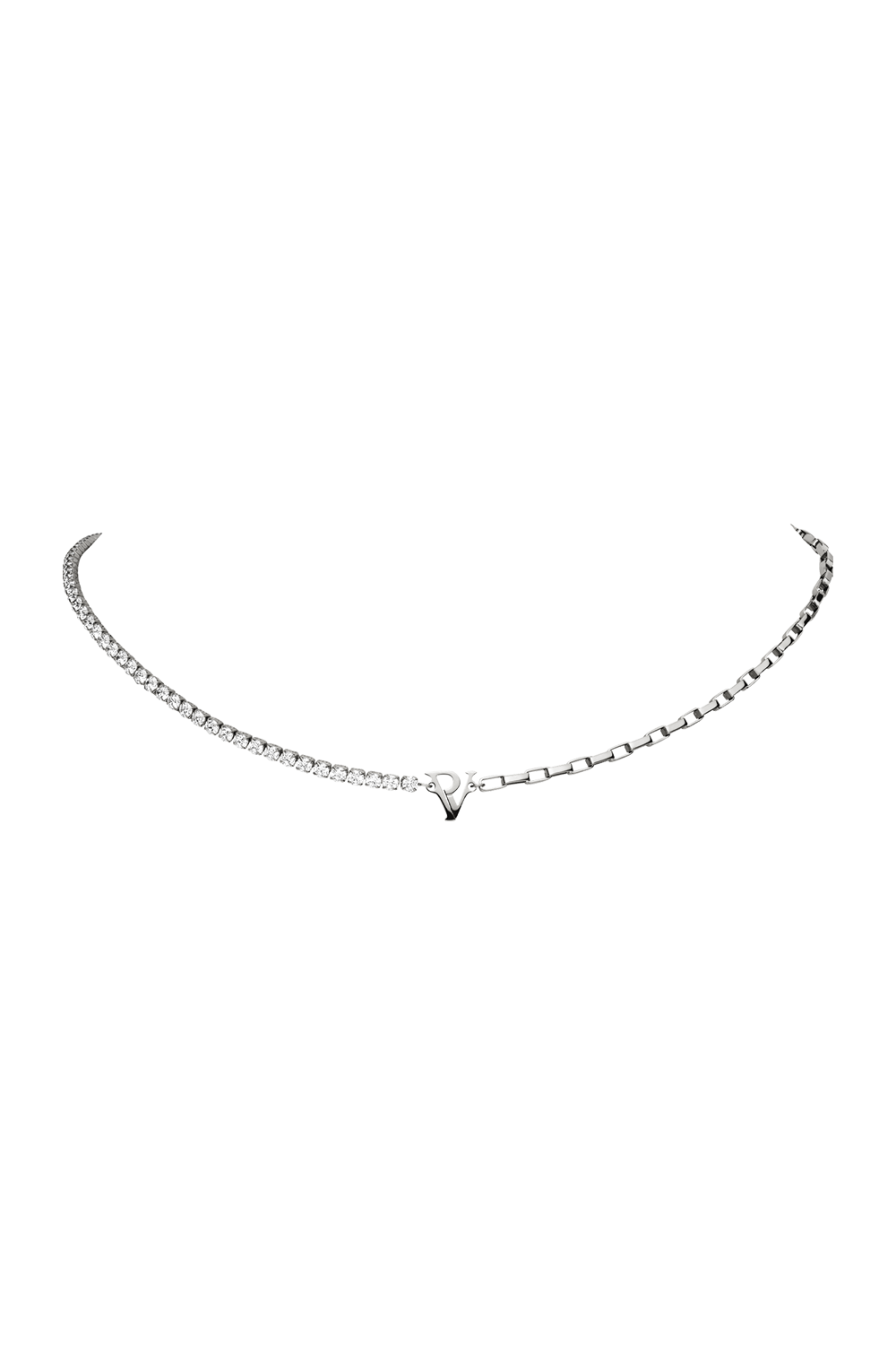 PV Tennis & Chain Necklace Silver